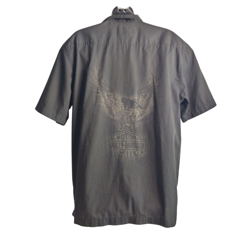 Harley-Davidson Men's Dark Gray Shortsleeve Button Up Shirt Size M - Picture 2 of 8